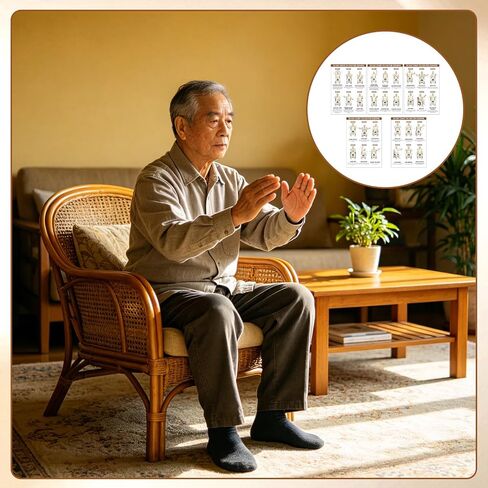 5pcs Printable Sitting Chair Tai Chi Yoga for Seniors， Workout Chart Poster Chair Yoga for Seniors Over 60 Workout Guide Printable Routine for Home Fitness Mobility & Balance Training in Kuwait