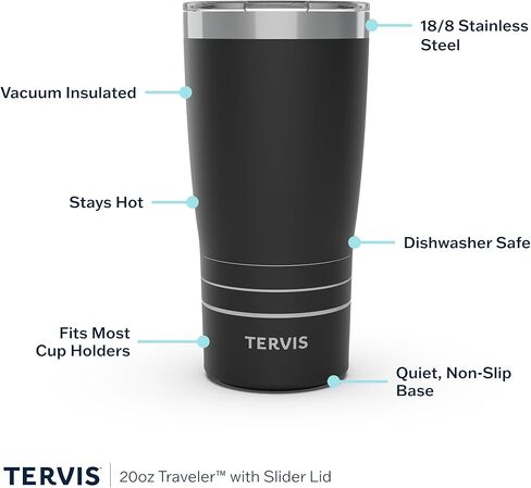 Tervis Traveler NHL - كوب سفر MVP ثلاثي معزول يحافظ على المشروبات باردة وساخنة، 20 أونصة، من الفولاذ المقاوم للصدأ in Kuwait
