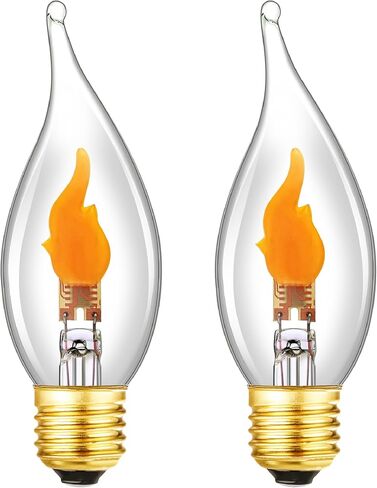 مصابيح LED لهب وامضة E26، لمبة إضاءة شمعدان وميض بتأثير اللهب لتزيين حفلات عيد الهالوين، 1 وات، 100 لومن، 2 حزمة in Kuwait