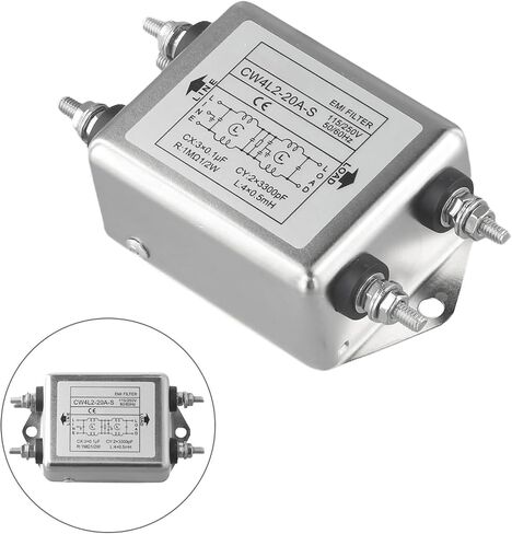 مرشح طاقة تيار متردد أحادي الطور 10A/20A 110V-220V 60dB فقدان الإدخال لقمع الضوضاء EMI لآلة وضع علامات الألياف البصرية (CW4L2-20A-S) in Kuwait