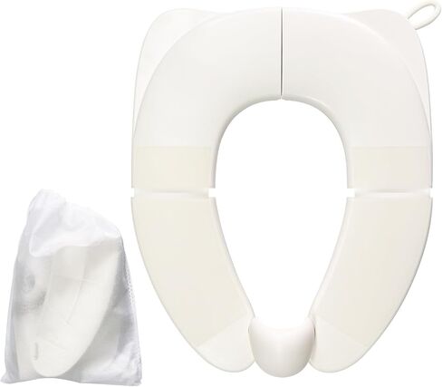 Portable Toilet Seat for Kids, Foldable Universal Fit Potty Training Seat with Anti-Slip Base & Splash Guard Travel Toilet Seat with Storage Bag, Easy Clean-White in Kuwait