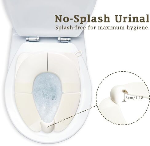 Portable Toilet Seat for Kids, Foldable Universal Fit Potty Training Seat with Anti-Slip Base & Splash Guard Travel Toilet Seat with Storage Bag, Easy Clean-White in Kuwait
