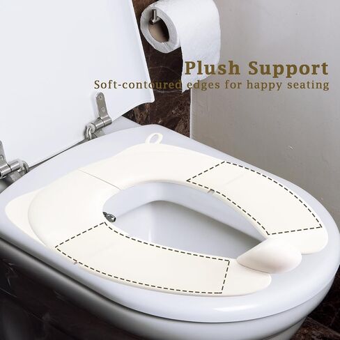 Portable Toilet Seat for Kids, Foldable Universal Fit Potty Training Seat with Anti-Slip Base & Splash Guard Travel Toilet Seat with Storage Bag, Easy Clean-White in Kuwait