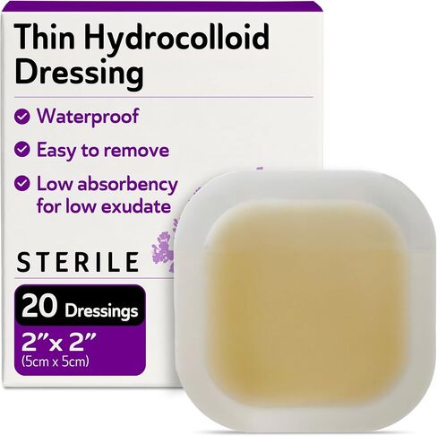 Hydrocolloid Bandages 2x2-20 Sterile and Breathable Hydrocolloid Wound Dressings - for Moderate and Heavy Exudate - Good for Hospitals, Medical Facilities, and Nursing Homes in Kuwait