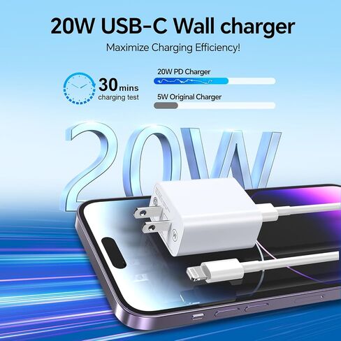 متوافق مع شاحن iPhone 14/13، 2 حزمة من مكعبات شاحن الحائط للشحن السريع بقدرة 20 وات مع كابل USB C إلى Lighing بطول 6/10 أقدام متوافق مع iPhone 14/Plus/Pro Max/13/Plus/Pro Max/iPad Pro (أصفر) in Kuwait