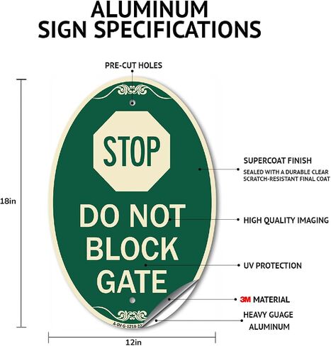 لافتة سلسلة SignMission Designer Oval - لا تتوقف أمام الباب | لافتة معمارية من الألومنيوم مقاس 12 × 18 بوصة باللون الأخضر والأسمر | الصف التجاري | صنع في الولايات المتحدة الأمريكية in Kuwait