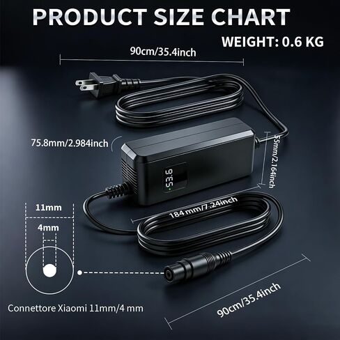 شاحن بطارية ليثيوم 53.6 فولت 3.9 أمبير متوافق مع Segway Ninebot MAX G3، F3، F3 Pro، GT3، ZT3 Pro بطارية ليثيوم أيون 46.8 فولت/48 فولت، محول إمداد الطاقة فائق السرعة in Kuwait
