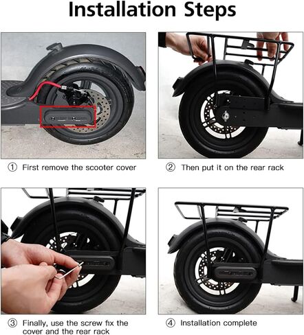 Electric Scooter Rear Rack, Rear Wheel Iron Storage Rack Cargo Shelf with Mounting Screws for M365 / 1S / Pro E Scooter in Kuwait