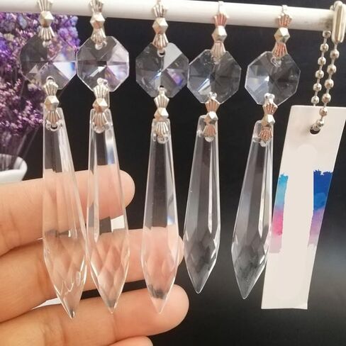 Hanging Crystals Prisms 5Pcs Crystal 63mm Multifaceted Icicle U-Drop Chandelier Prism Pendant Bead Hanging Lamp Lighting Part Hangings Crystals for Decoration in Kuwait