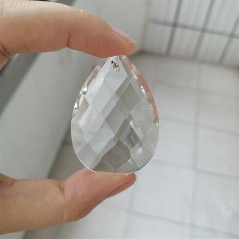 Hanging Crystals Prisms 4pcs 50mm Clear Grid Crystal Prisms Pendant Chandelier Hanging Ornament Home Decor Lighting Accessories Hangings Crystals for Decoration in Kuwait