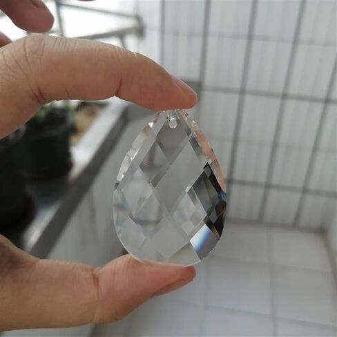 Hanging Crystals Prisms 4pcs 50mm Clear Grid Crystal Prisms Pendant Chandelier Hanging Ornament Home Decor Lighting Accessories Hangings Crystals for Decoration in Kuwait