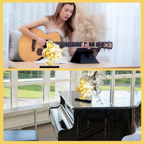 Thenshop 6 Pcs Music Trophy Award Set 1st 2nd 3rd Place Gold Treble Clef Trophies and Award Medals for Music Competition School Singing Contest Karaoke Night Graduation Presents in Kuwait