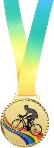 POPETPOP Cycling Medals for Awards: Gold Biking Medals with Neck Ribbons for Bike Racing, Sports, Party, Tournaments, Prizes, Competitions, 2. 75 Inches in Kuwait
