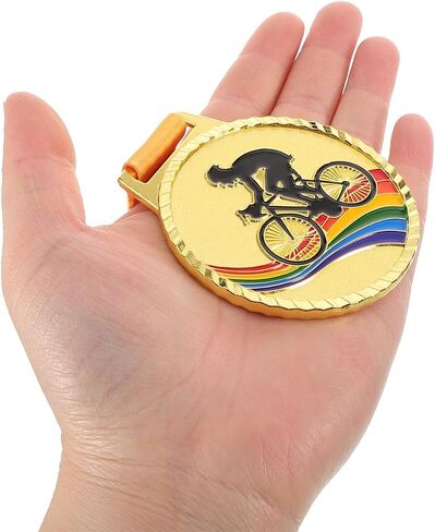 POPETPOP Cycling Medals for Awards: Gold Biking Medals with Neck Ribbons for Bike Racing, Sports, Party, Tournaments, Prizes, Competitions, 2. 75 Inches in Kuwait