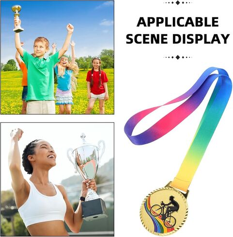 POPETPOP Cycling Medals for Awards: Gold Biking Medals with Neck Ribbons for Bike Racing, Sports, Party, Tournaments, Prizes, Competitions, 2. 75 Inches in Kuwait