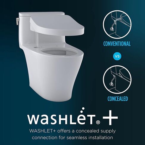 TOTO® Drake® WASHLET®+ Two-Piece Elongated 1.6 GPF Universal Height TORNADO FLUSH® Toilet with S5 Bidet Seat, Cotton White - MW7763446CSFG#01 in Kuwait