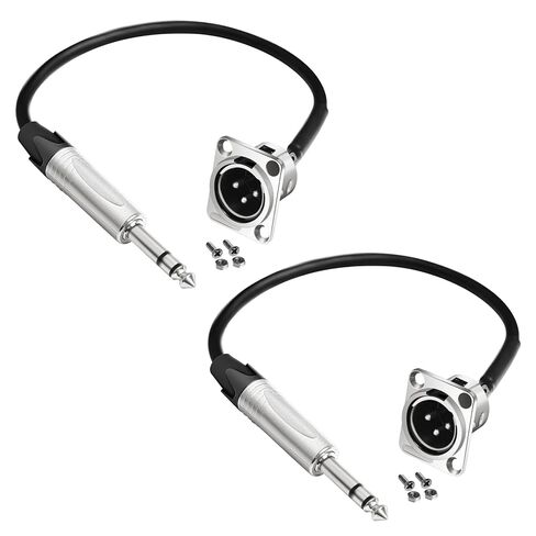1/4 إلى XLR لوحة جبل TRS إلى XLR لوحة جبل [الإصدار الجديد 2026] 3 دبوس TRS ذكر تمر من خلال كابل لصندوق المسرح صندوق الأرضية لوحة جبل D نمط كيستون لوحة الحائط مع مسامير التثبيت والصواميل (2) in Kuwait