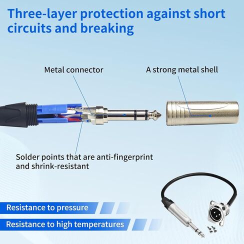 1/4 إلى XLR لوحة جبل TRS إلى XLR لوحة جبل [الإصدار الجديد 2026] 3 دبوس TRS ذكر تمر من خلال كابل لصندوق المسرح صندوق الأرضية لوحة جبل D نمط كيستون لوحة الحائط مع مسامير التثبيت والصواميل (2) in Kuwait