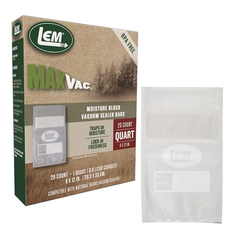 منتجات LEM أكياس مكنسة كهربائية MaxVac Moisture Stop، خالية من مادة BPA، مقاومة للثقب، 8 × 12 بوصة، 20 قطعة in Kuwait