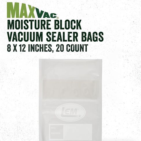 منتجات LEM أكياس مكنسة كهربائية MaxVac Moisture Stop، خالية من مادة BPA، مقاومة للثقب، 8 × 12 بوصة، 20 قطعة in Kuwait