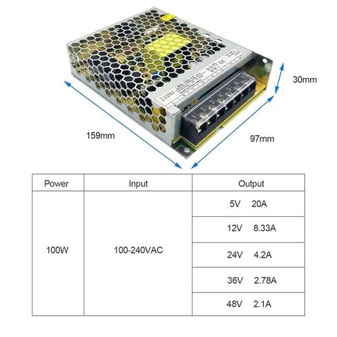 LRS-100-12 LRS-100-24 100W SMPS تحويل التيار الكهربائي مخرج واحد صغير الحجم نوع نحيف 12V 8.3A 24V 4.2A(24V_100 W) in Kuwait