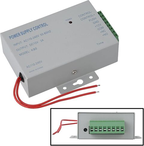 وحدة تحكم في مصدر الطاقة للتحكم في الوصول DC 12V 3A 30W مع مؤقت قفل تأخير، خرج NC/NO - تصميم ثابت مضاد للتداخل لأقفال الأبواب، تركيب سهل على الحائط in Kuwait