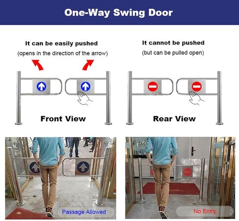 Automatic Stainless Steel Swing Gate 190x97cm One-Way Entrance Door for Library Park Store - Secure Easy Access Ideal for Commercial Use in Kuwait