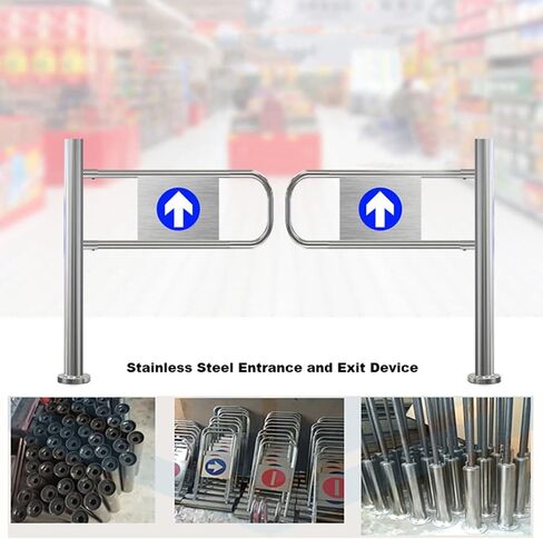 Automatic Stainless Steel Swing Gate 190x97cm One-Way Entrance Door for Library Park Store - Secure Easy Access Ideal for Commercial Use in Kuwait