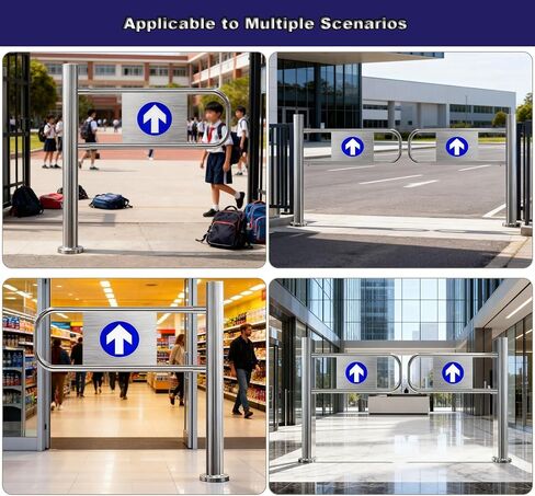 Automatic Stainless Steel Swing Gate 190x97cm One-Way Entrance Door for Library Park Store - Secure Easy Access Ideal for Commercial Use in Kuwait