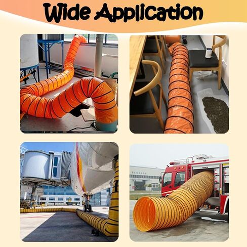 خرطوم أنابيب PVC المرن من 6 إلى 40 بوصة - قنوات تهوية محمولة قابلة للتعديل مع أسلاك فولاذية للمصانع والأقبية (L10mx450mm) in Kuwait