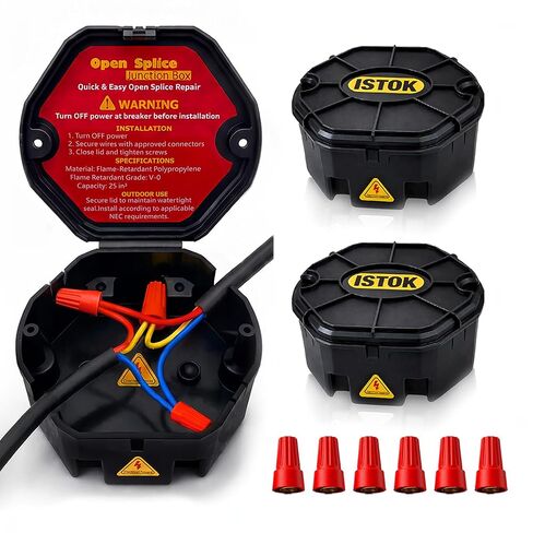 Premium Open Splice Junction Box (6 Pack), 18 Twist-On Wire Connectors, Electrical Box for Wiring, PP+ABS V0 Flame Retardant, DIY Installation Kit with Screws for Home, Garage & Workshop in Saudi Arabia