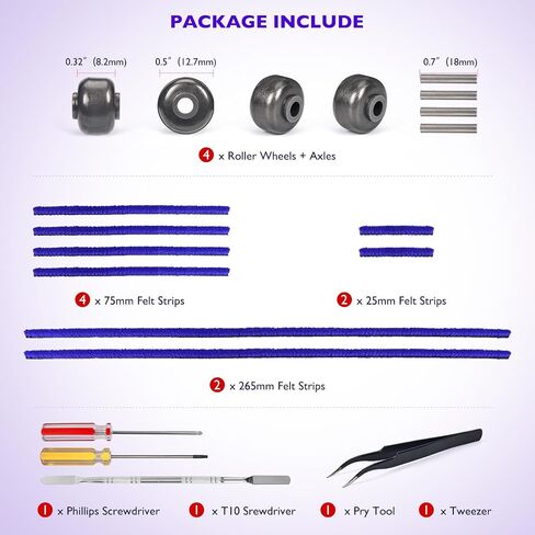Soleplate Wheel & Felt Strip Kit Compatible with Dyson UP30 Ball Animal 3, Ball Animal 3 Extra Vacuum Cleaner Head Roller Wheel Replacement Parts no. 972227-01/972421-01 in Kuwait