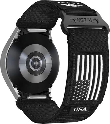 أربطة نايلون متوافقة مع ساعة Samsung Galaxy Watch 7 6 5 4 Active 2 FE 40 مم 44 مم / ساعة 6/4 كلاسيكية / 5 Pro 45 مم / ساعة 3، 20 مم أربطة رياضية قابلة للتمدد قابلة للتعديل - أسود in Kuwait