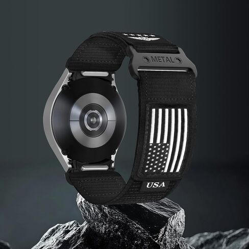 أربطة نايلون متوافقة مع ساعة Samsung Galaxy Watch 7 6 5 4 Active 2 FE 40 مم 44 مم / ساعة 6/4 كلاسيكية / 5 Pro 45 مم / ساعة 3، 20 مم أربطة رياضية قابلة للتمدد قابلة للتعديل - أسود in Kuwait
