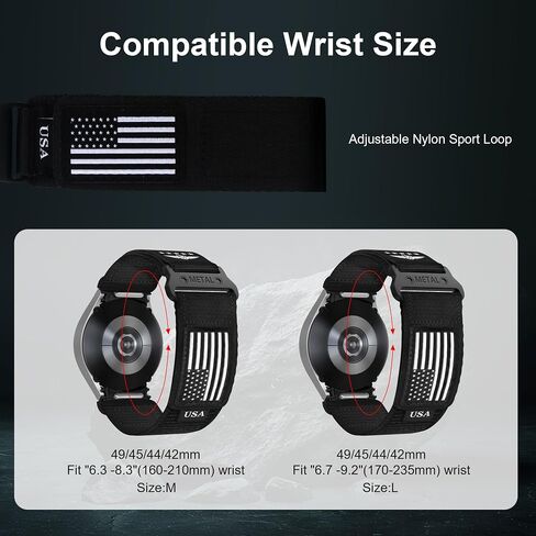 أربطة نايلون متوافقة مع ساعة Samsung Galaxy Watch 7 6 5 4 Active 2 FE 40 مم 44 مم / ساعة 6/4 كلاسيكية / 5 Pro 45 مم / ساعة 3، 20 مم أربطة رياضية قابلة للتمدد قابلة للتعديل - أسود in Kuwait