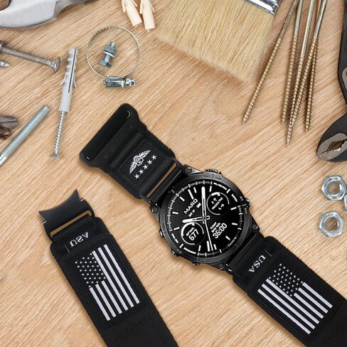 أربطة نايلون متوافقة مع ساعة Samsung Galaxy Watch 7 6 5 4 Active 2 FE 40 مم 44 مم / ساعة 6/4 كلاسيكية / 5 Pro 45 مم / ساعة 3، 20 مم أربطة رياضية قابلة للتمدد قابلة للتعديل - أسود in Kuwait