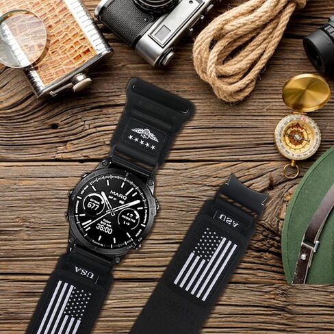 أربطة نايلون متوافقة مع ساعة Samsung Galaxy Watch 7 6 5 4 Active 2 FE 40 مم 44 مم / ساعة 6/4 كلاسيكية / 5 Pro 45 مم / ساعة 3، 20 مم أربطة رياضية قابلة للتمدد قابلة للتعديل - أسود in Kuwait
