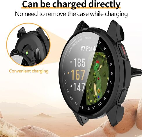 عبوتان متوافقتان مع حافظة واقي الشاشة Garmin Approach S50، ممتص الصدمات من البولي كربونات الصلب بتغطية كاملة وملحقات حماية مدمجة في طبقة زجاجية مقسى in Kuwait