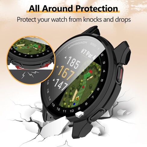 عبوتان متوافقتان مع حافظة واقي الشاشة Garmin Approach S50، ممتص الصدمات من البولي كربونات الصلب بتغطية كاملة وملحقات حماية مدمجة في طبقة زجاجية مقسى in Kuwait