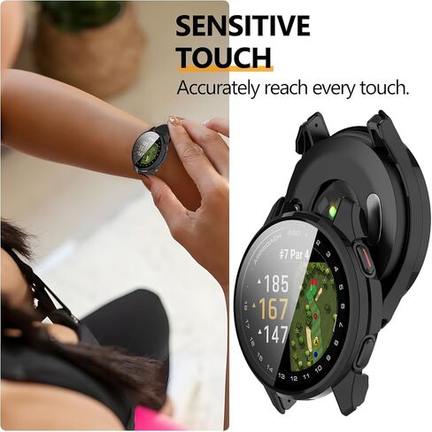 عبوتان متوافقتان مع حافظة واقي الشاشة Garmin Approach S50، ممتص الصدمات من البولي كربونات الصلب بتغطية كاملة وملحقات حماية مدمجة في طبقة زجاجية مقسى in Kuwait