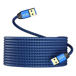 كابل USB إلى USB بطول 20 قدمًا، USB 3.0 مضفر متين ذكر إلى ذكر من النوع A لكتابة كابل نقل البيانات، متوافق مع القرص الصلب، والكمبيوتر المحمول، ومشغل DVD، والتلفزيون، ومحور USB، والشاشة، والكاميرا، وصندوق فك التشفير in Kuwait