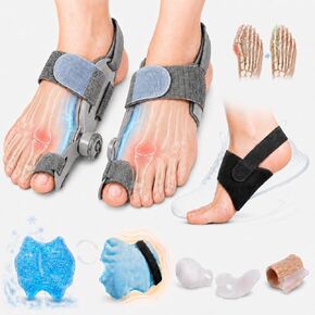 Bunion Corrector for Women & Men, All-in-One Bunion Fix Kit with Toe Separator, Arch Support & Hot Cold Gel Pad, Adjustable Bunion Splint Big Toe Straightener for Hallux Valgus Relief Day Night Use (1) in Saudi Arabia