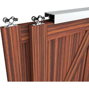 Heavy Duty Double Bypass Sliding Closet Door Track Kit Hardware 72"/6FT Aluminium Alloy Track Rail Set,for 2 Door System,Smoothly and Quietly,Black in Saudi Arabia