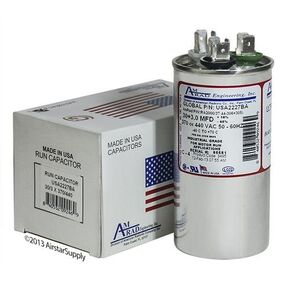 Amana CAP030300440RS Replacement - 30 + 3 uf / Mfd 370 / 440 VAC AmRad Round Dual Universal Capacitor , Made in the U.S.A. in Kuwait