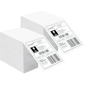 Spartan Industrial - 4" X 6" Fanfold Direct Thermal Labels (2000 Count, 2 Stacks) - Printable Postage Shipping Labels, Package Identification - Compatible with Zebra and Rollo Thermal Printers in Kuwait