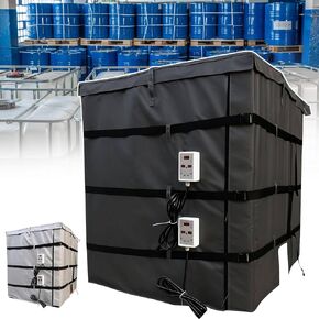 IBC Tote Heater Blanket, 55/275 Gallon Insulated Bucket Warmer for Winter, Full Cover IBC Tote/Tank Heater Blanket Oil Drum Heater, Metal Drum Heater, Adjustable Temp 30-302℉(Black,275Gallon/1000L) in Kuwait