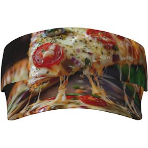 قبعات واقية من الشمس رياضية مطبوعة من Tasty Pizza قابلة للتعديل، قبعة شمسية للجري والجولف والتنس للنساء والرجال باللون الأسود in Kuwait