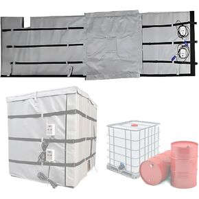 200L/1000L IBC Ton Barrel Heating Jacket, Waterproof IBC Tote Heater, Drum Heating Jacket 110V, Adjustable Temperature Controller 0 to 150C°, Industrial Thermal Insulation Cover 1000L/275Gal-Grey in Kuwait