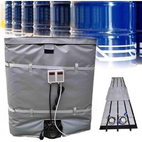 Professional 275 Gallon Full Coverage IBC Tote Heater Blanket, 2000W/4000W Drum Warmer, Adjustable Temperature 0~150°C, Fast Heating, Removable Design 1000L/275Gal-Grey in Kuwait