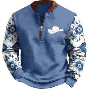domirica Western Cowboy Hoodies For Men Aztec Tribe Print Half Zip Pullover Big And Tall Winter Lightweight Sweatshirts in Kuwait